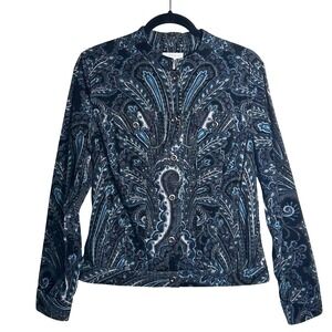 Charter Club Paisley Corduroy Fitted Jacket Stretch Size Medium Coastal Boho
